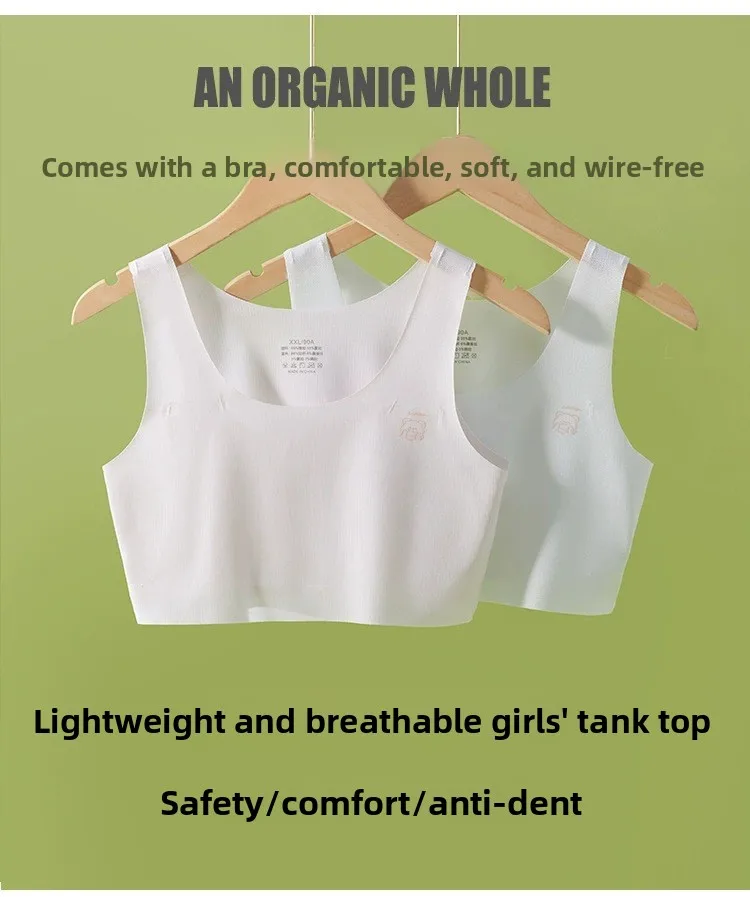 2 Pack Seamless Breathable Camisoles for Girls 9-14 Years Old First Stage Teen Training Bras