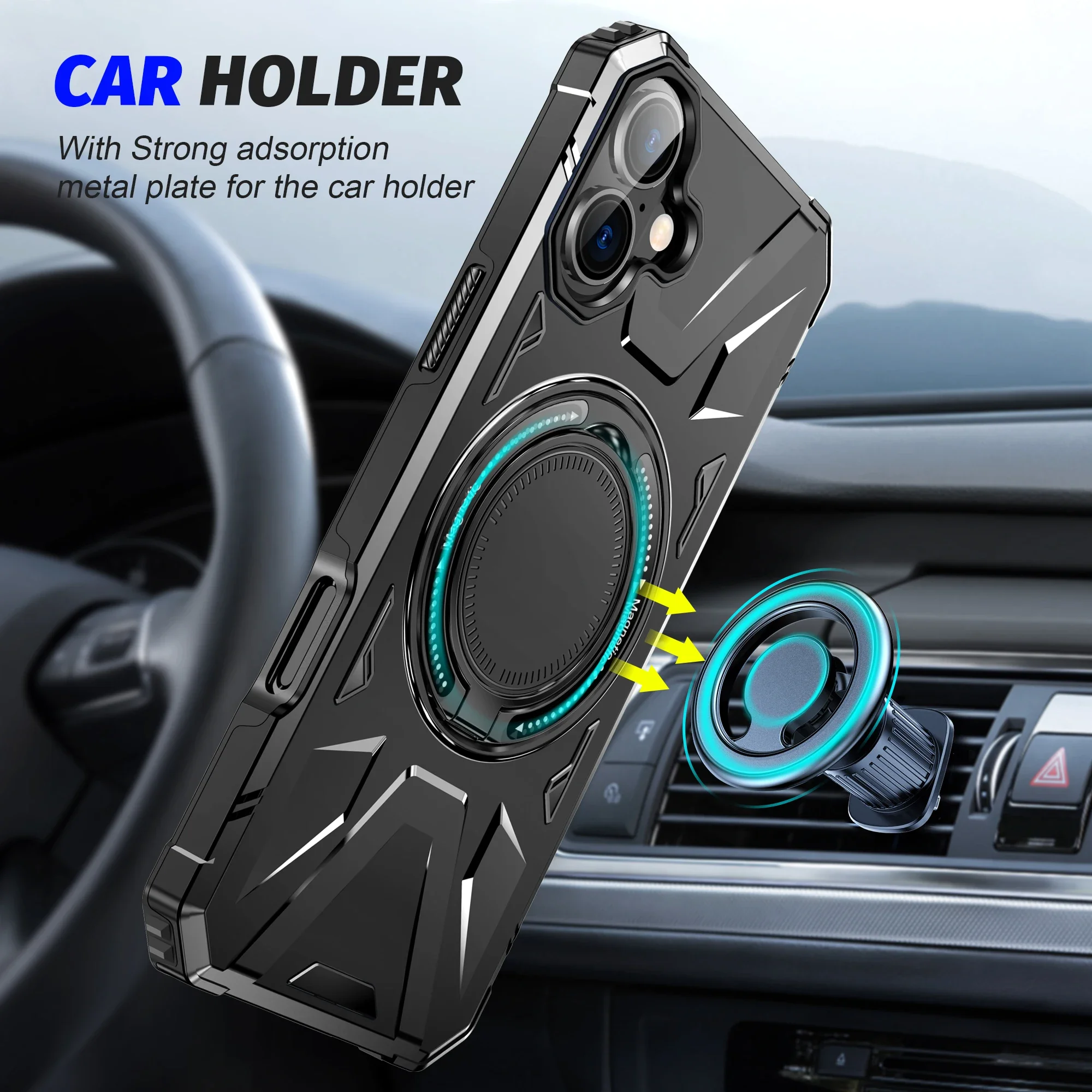 Armadura giratoria plegable funda con soporte para Iphone 17 Pro Max Air 16 Plus Iphone17 Pro Iphone16 accesorios para teléfono