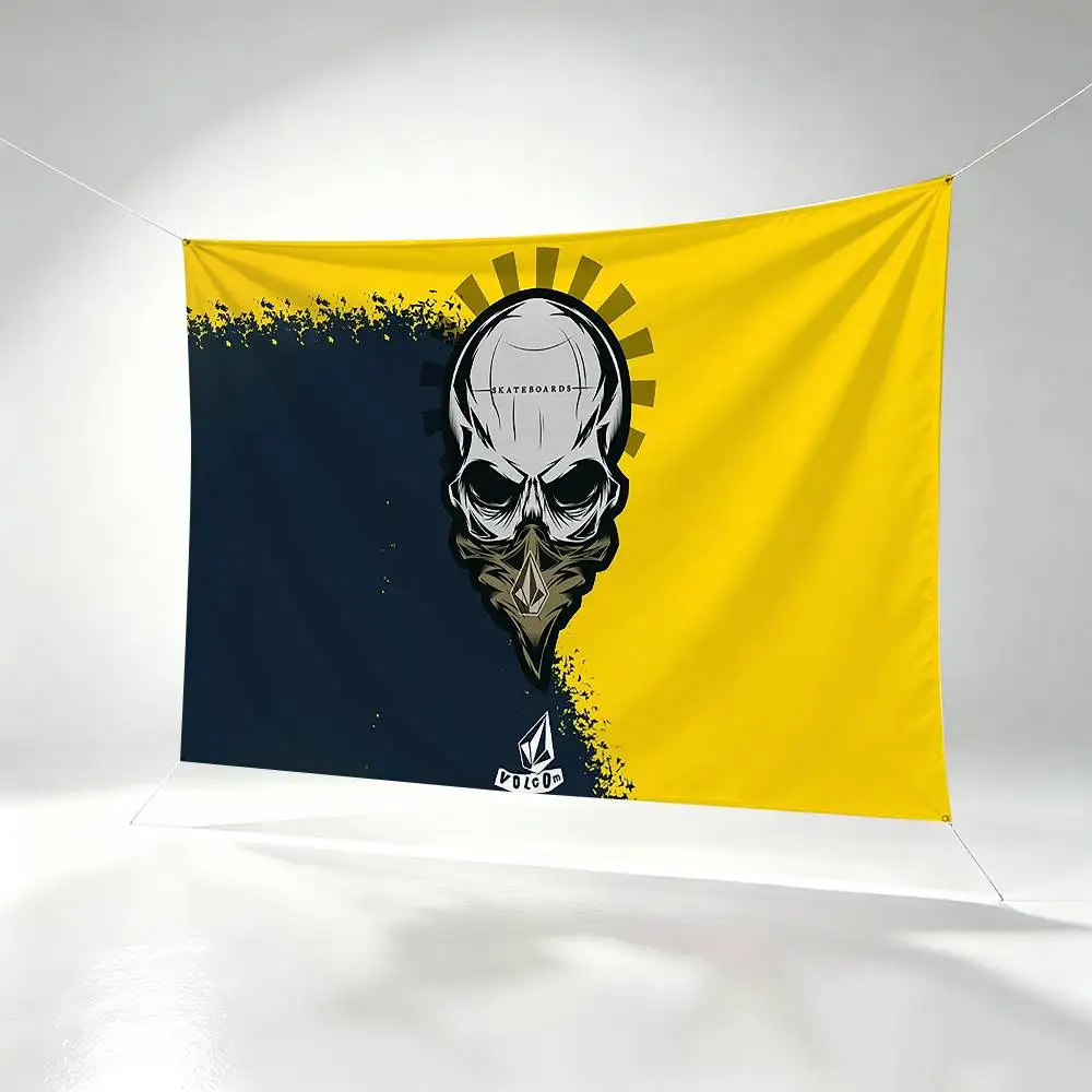 Action Sports V-Volcom Flags Wall Hanging Background Art Banner for Bedroom Home Outdoor Decor