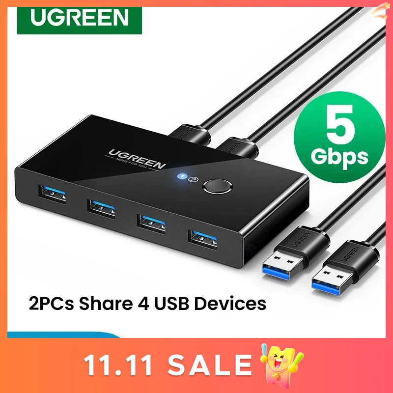 UGREEN KVM Switch USB Công Tắc USB 3.0 2.0 Dành Cho Máy Tính Laptop 2 Máy Tính Chia Sẻ 4 Thiết Bị USB Ngoại Vi Switcher Chia Sẻ bàn Phím