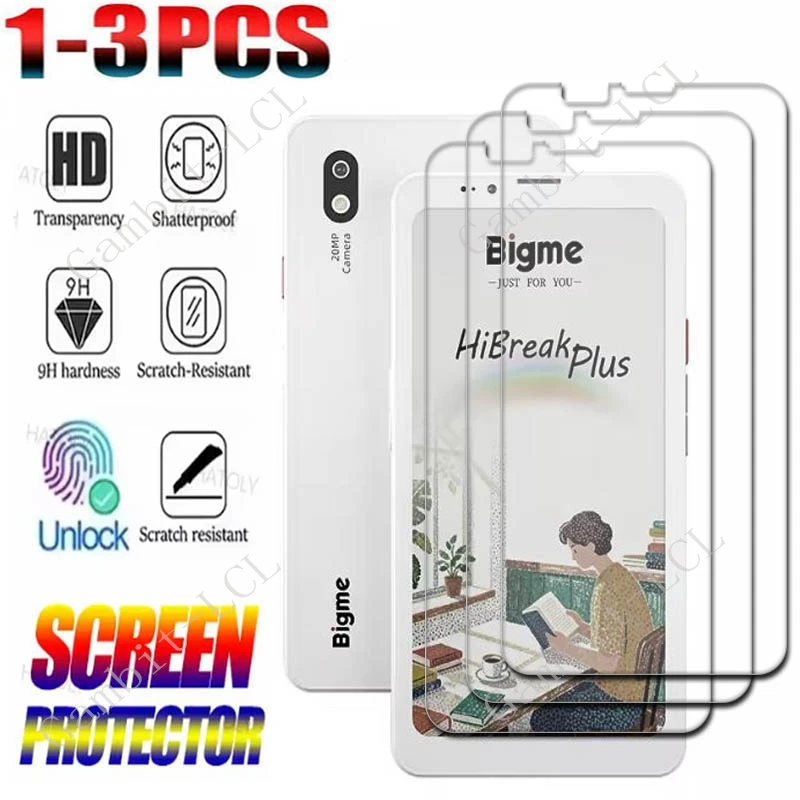 

1-3PCS 9H HD Tempered Glass For Bigme HiBreak Plus Color 6.13" ON HiBreakPlus Screen Protector Cover Film