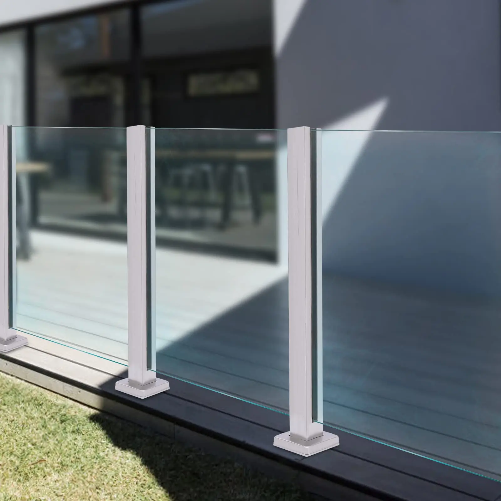 Glass Railing Post Heavy Duty Glass Railing Post 35.8'' End Post 304 Stainless Steel Balcony Deck Concrete P