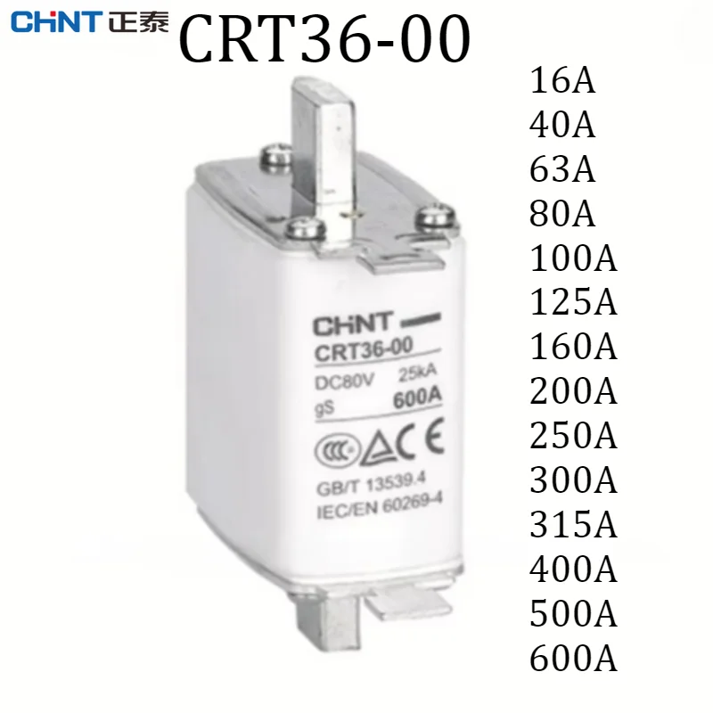 CHINT DC CRT36-00 Fuse Knife Shaped Contact DC80V GS16A 25A 40A 50A 63A 80A100A 125A 200A 400A 500A 600A Communication Specific