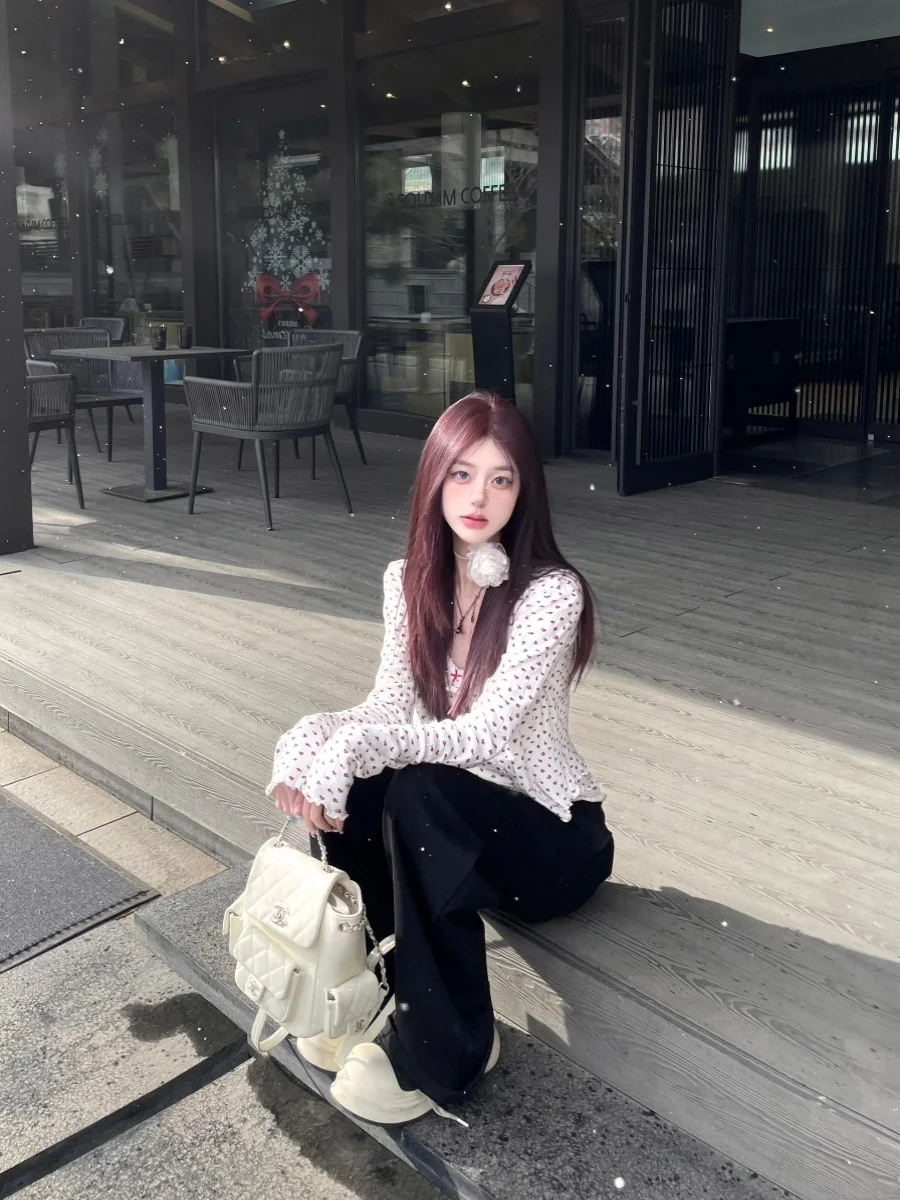 طقم وصيفة الشرف الأنيق بطباعة الزهور وأكمام طويلة، توب بحمالات رفيعة وكارديجان جميل للحماية من الشمس في الصيف، زي نسائي من قط...