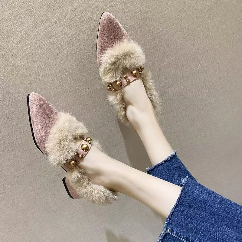 Pointed-toe Women's Fall-winter Outerwear 2026 New Style Insulated Chunky Heel Fashionable Sneakers view 2