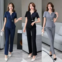 Black Beautician Overalls Working Hotel Club Spa Foot Bath Slim Suit Salon Work Clothes Women Esthetician Uniform For Massage