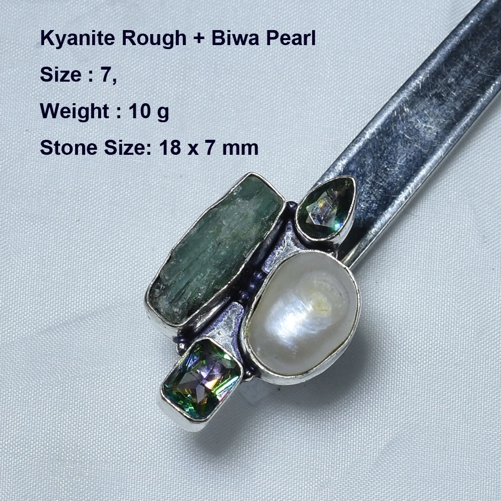 Genuine Ruby Unakite Turquoise Blood Stone Emerald Prehnite Abalone Shell Ring Silvers Copper