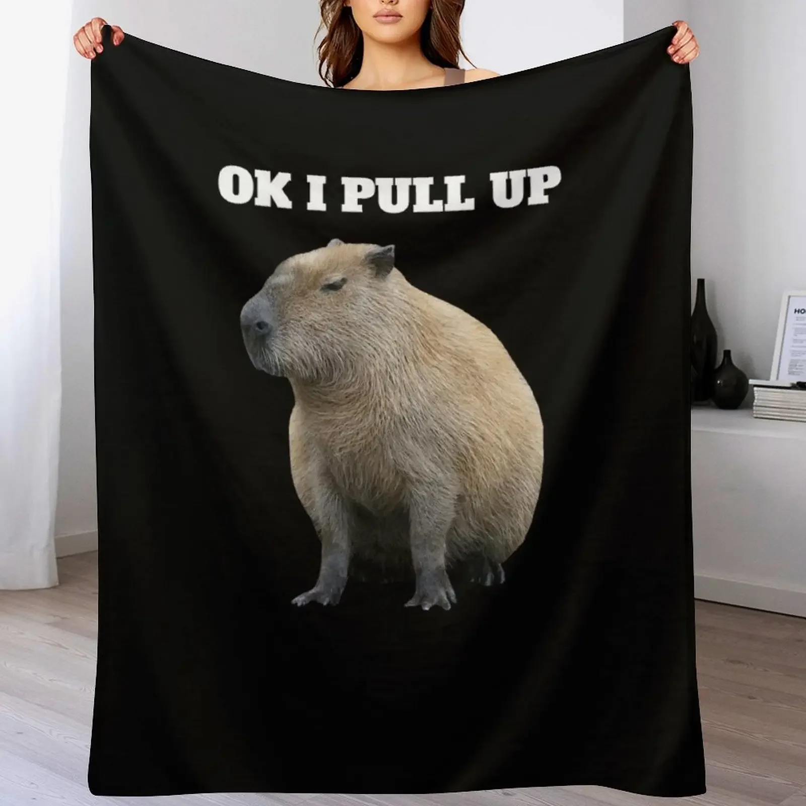 

Ok I Pull Up Capybara Throw Blanket For Baby Flannel Blankets