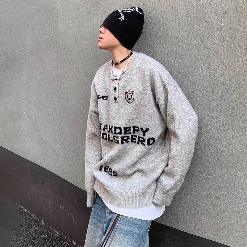 WTHT Fashion Men's Letter Print Embroidery Design Sweatshirt Trendy Round Collar Long Sleeves Pullover Male 2025 Autumn 2A1997