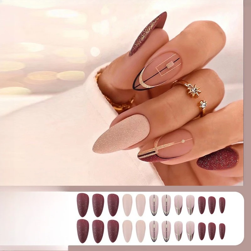 

Wear armor European and American cross-water drop patch finished product removable fake nail