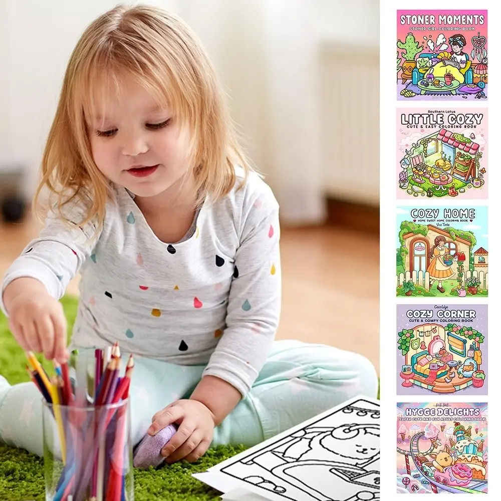 

Creative Cartoon Coloring Book Educational Stress Relief Paperback Painting Gift Doodles Book for Adults And Teens