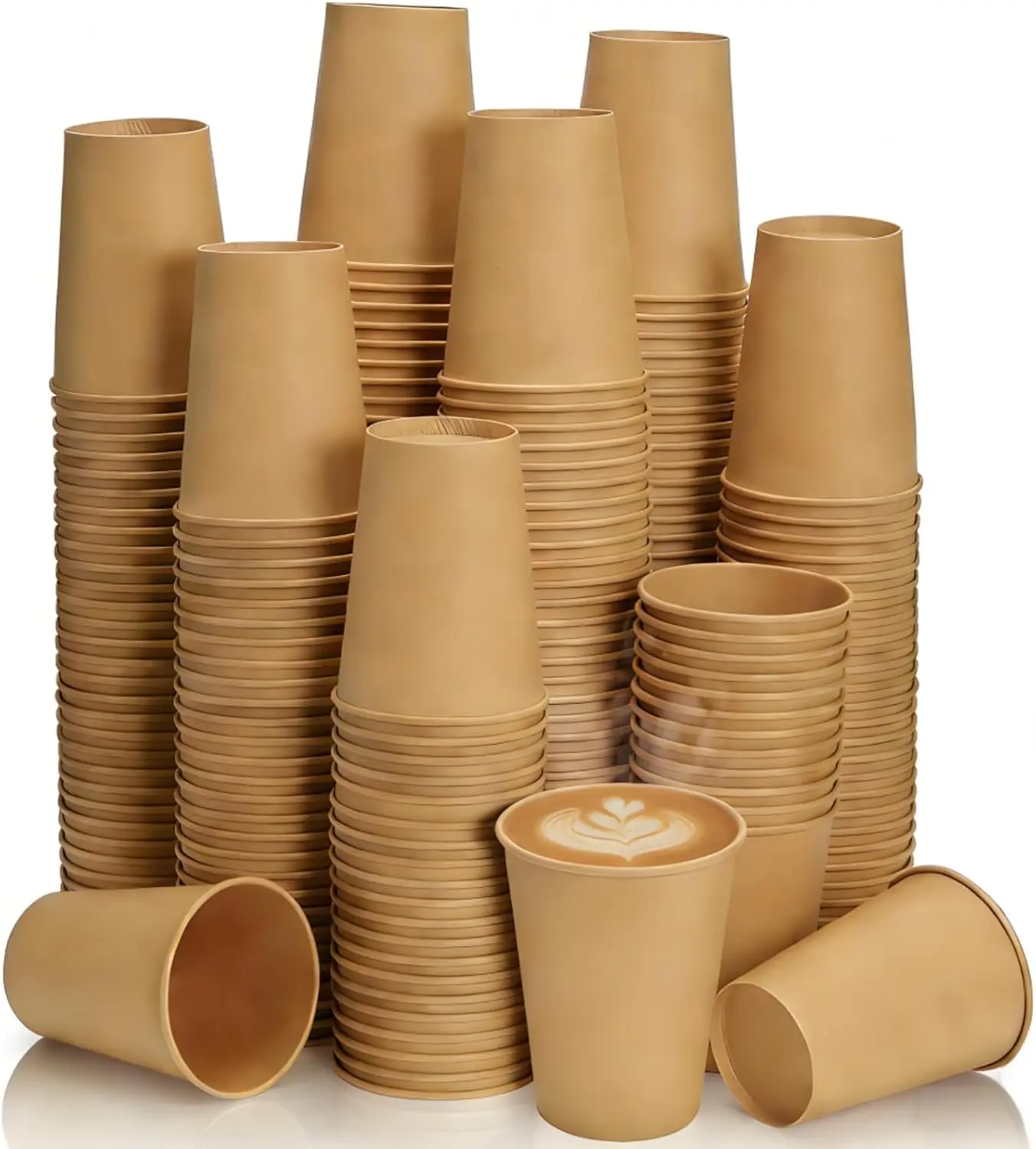 

240 Pack 12 Oz Paper Coffee Cups, Disposable Kraft Brown Paper Cups, Leak-proof Unbleached Hot Cold Beverage Container J