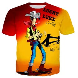 Lucky Luke T-Shirts Cartoon Anime 3D Printed Streetwear Men Women Fashion Oversized T Shirt Harajuku Male Tees Tops Man Clothing