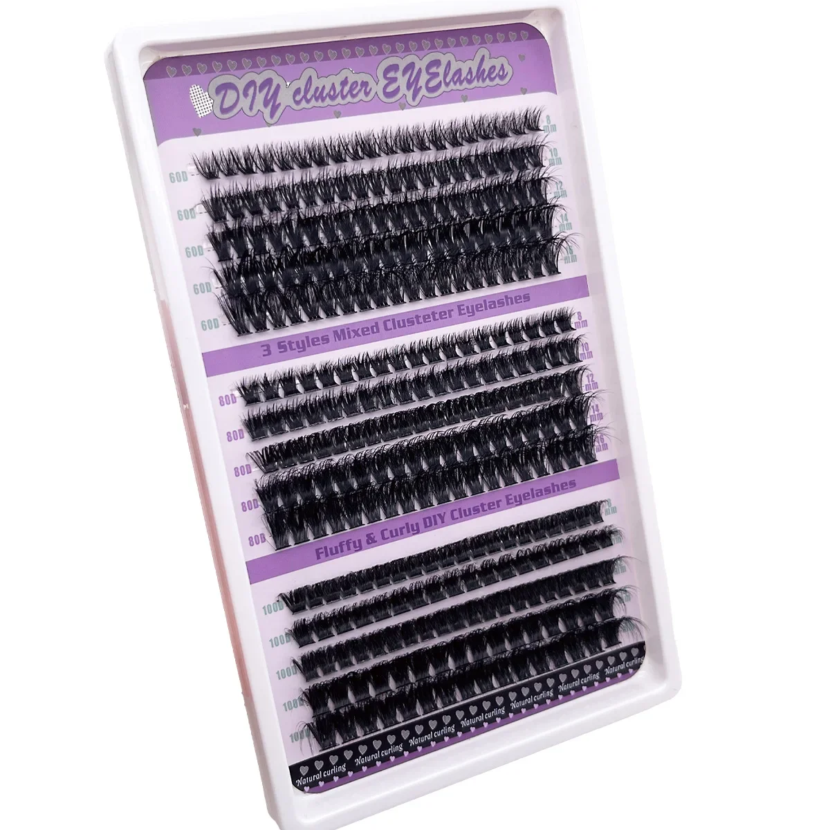 HBZGTLAD 60D/80D/100DMix 8D Fluffy Individual Lashes Clusters Extensions False Eyelash DIY at Home Cluster Makeup Eyelash Tools