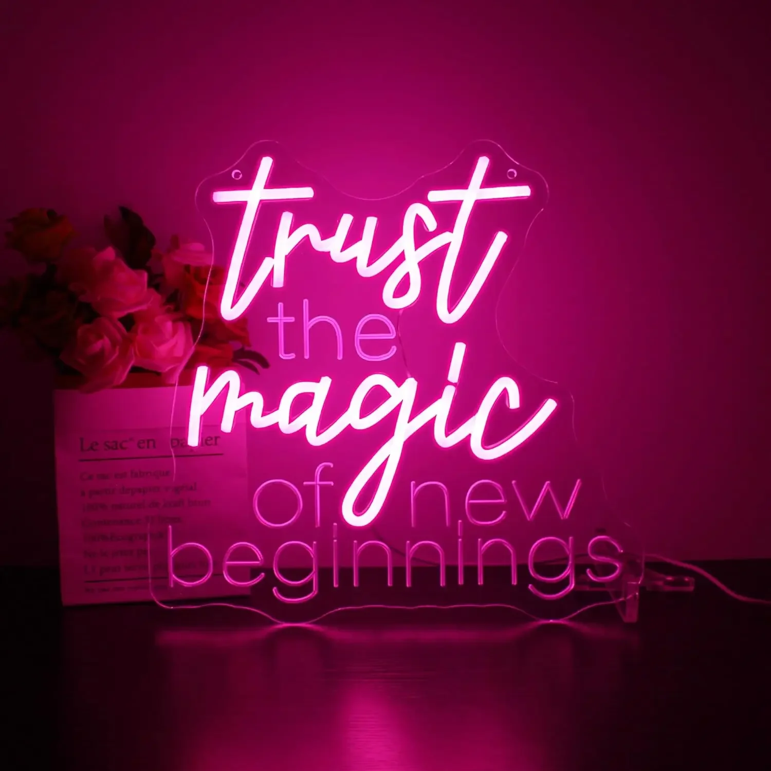 新しい始まりの魔法を信頼-ledネオンサイン-usb調光式-インスピレーションネオンライト-寝室-オフィス-ヨガスタジオ-装飾-ギフト