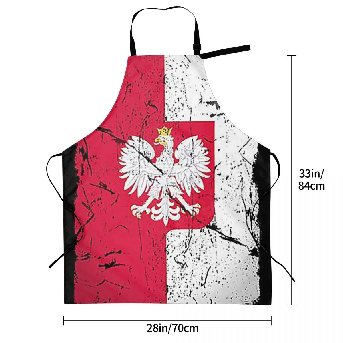 Flag Of Poland With Polish Eagle Distressed Aprons Chef Cooking Cuisine Tablier Bib Kitchen Cleaning Pinafore for Women Men