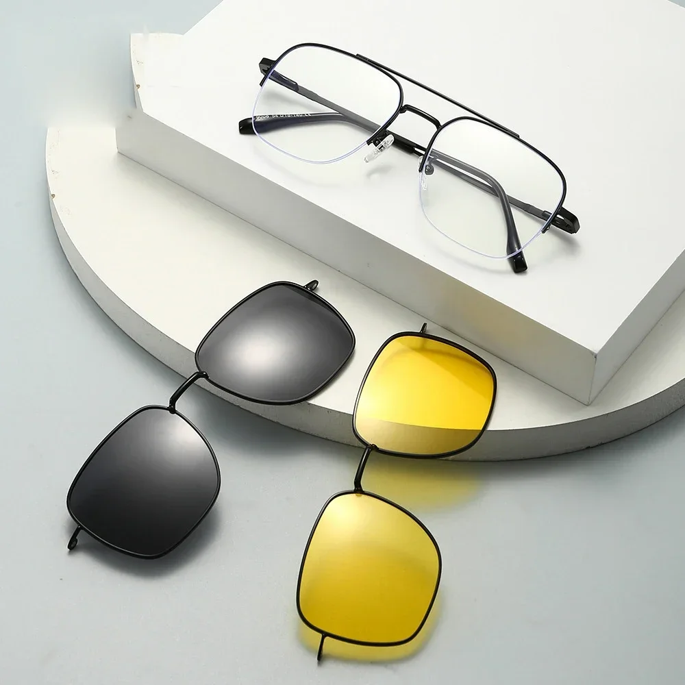 

KIZN Sports 3 in1 Hyperopia Sunglasses Glasses Women Men Polarized Prescription Magnetic Clip Myopia Optical Custom Lens Frame E