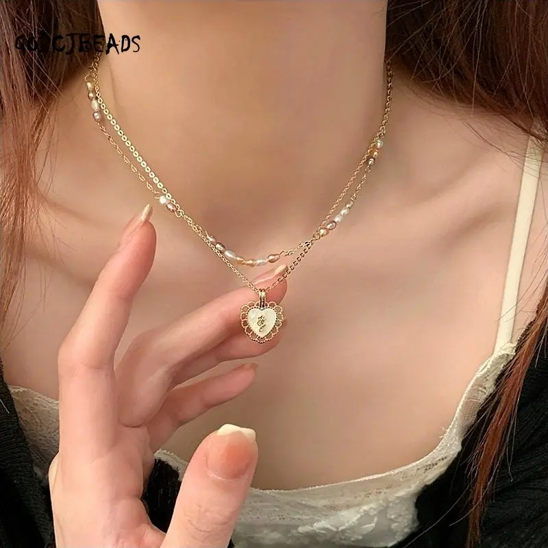 

Ожерелье в форме сердца, металлическая многослойная Женская модная цепочка до ключиц, простое вечерние шение для вечеринки для девушек, геометрическое ожерелье с подвеской