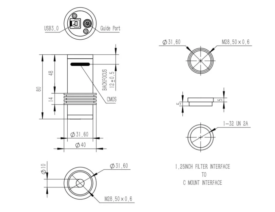 QHYCCD 행성 가이드 스타 카메라 천체 망원경 전자 접안 렌즈, QHY5III462C, QHY5III462M, USB3.0
