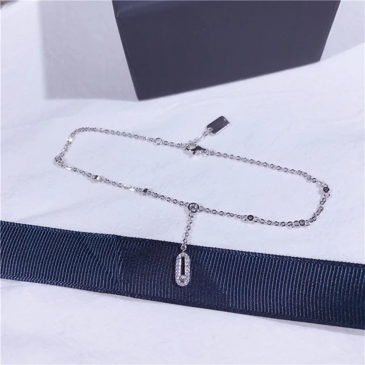 

Fashion Branded Sparkling Zircon Decorative Women Ankle Bracelet Real 925 Sterling Silver Luxury Female Anklet