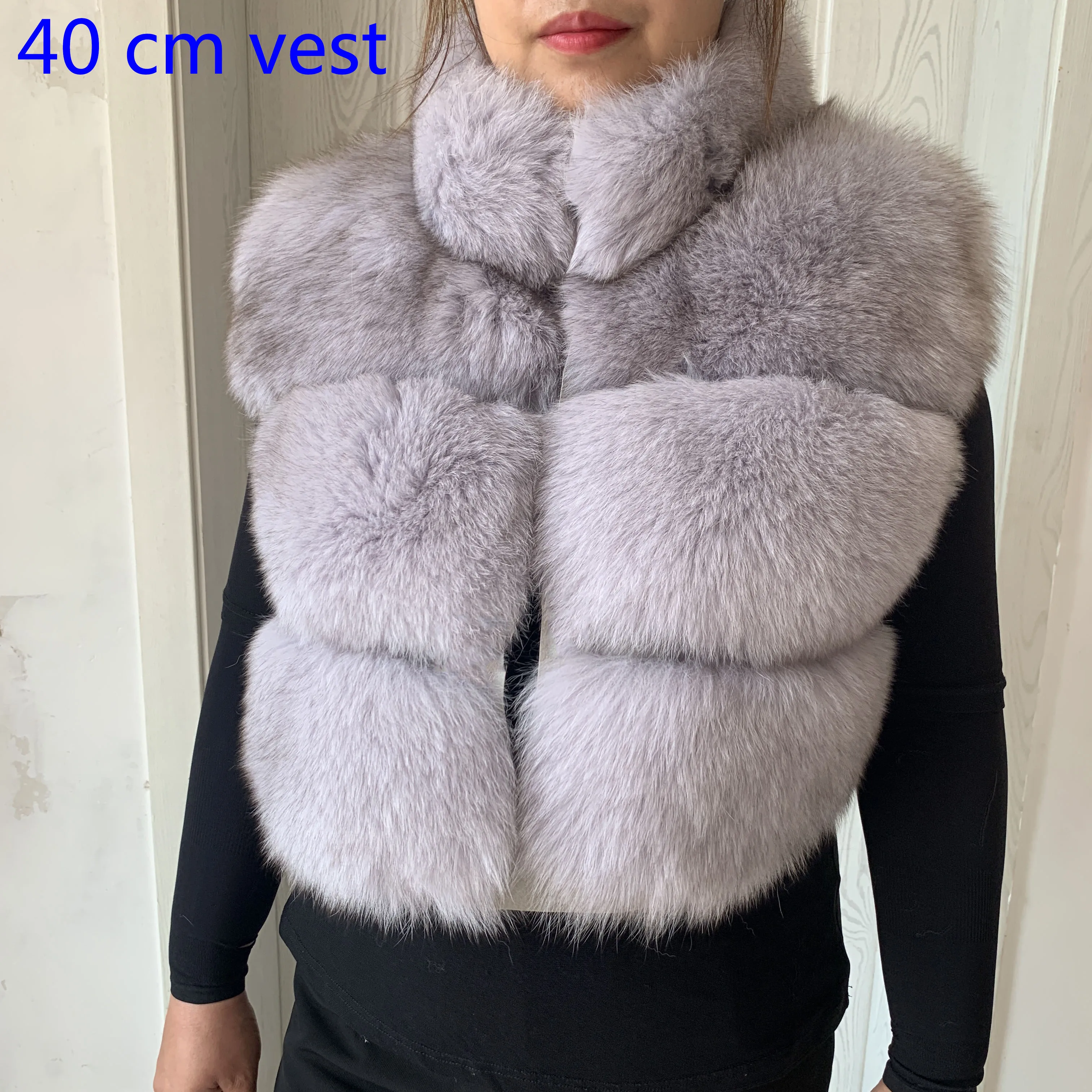 Real Fox Fur Jacket for Women, Standing Collar Vest, Warm Fashion, Natural Fur, Quality, 100% Fox Fur, Autumn and Winter, New