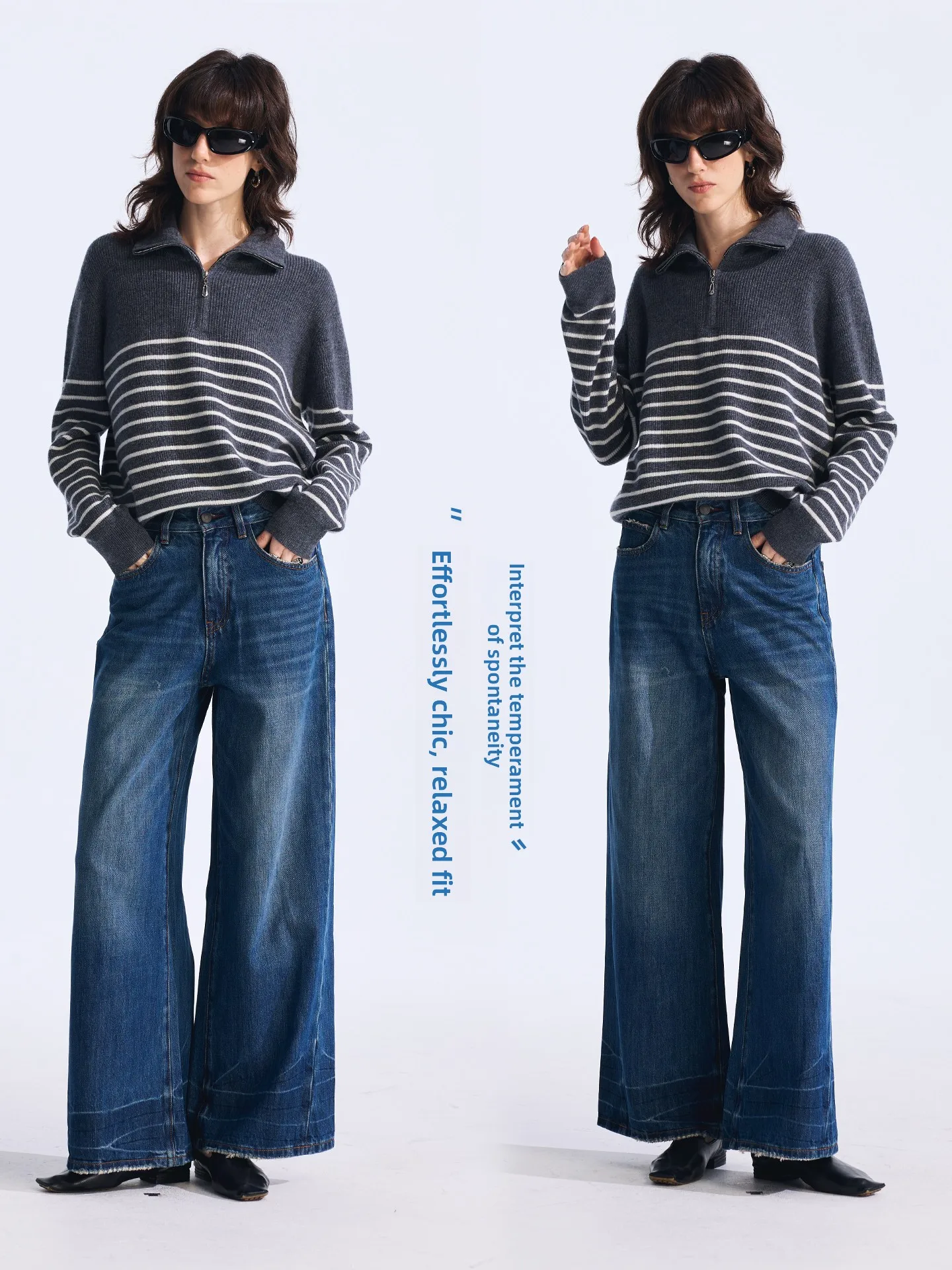 

High Waist Wide Leg Straight Leg Jeans Women's Spring High Elasticity Cotton Casual Style Commute Suitable Super Cow Series