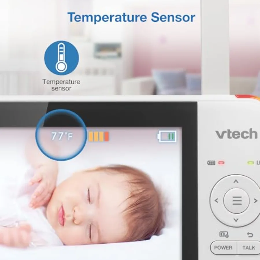 Baby Monitor No WiFi for newborns: 5 screen, remote pan-tilt-zoom, hack-proof, 17Hr battery, 1000ft range, auto night vision, t