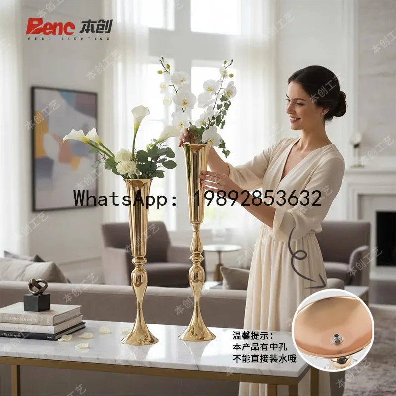 i5.15  flower arrangement ornament wedding flower arrangement silver prop road guide vase ornament