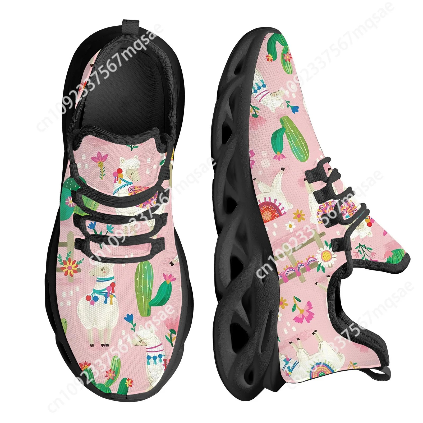 

Custom 2024 Women's Platform Sneakers Alpaca and Cactus Print Walking Shoes Lightweight Non-Slip Tennis Shoes for Ladies