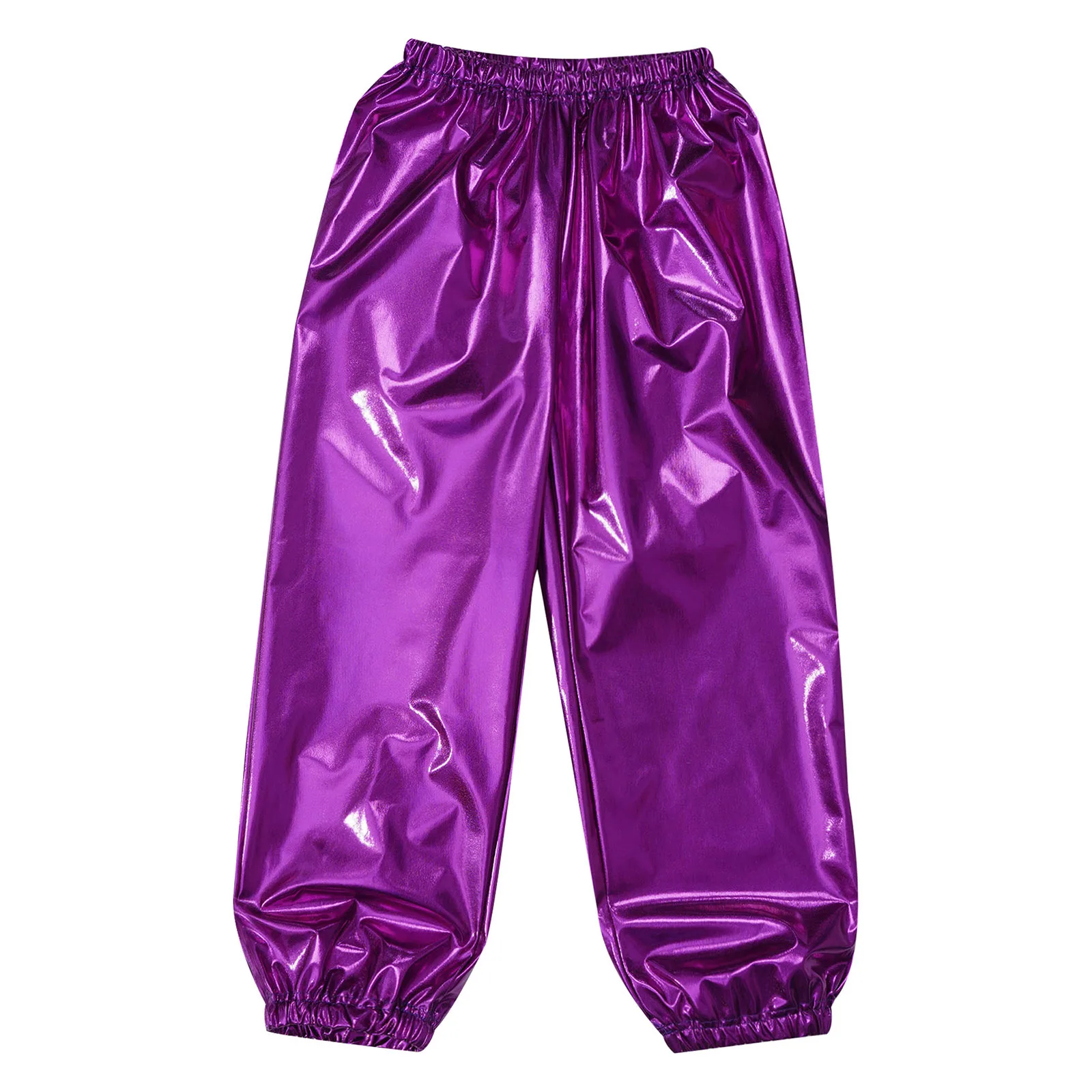 Metallic-Jazzhose für Kinder, Jungen und Mädchen, elastischer Bund, glänzende Hose für Tanz, Cheerleading, Bühnenauftritt