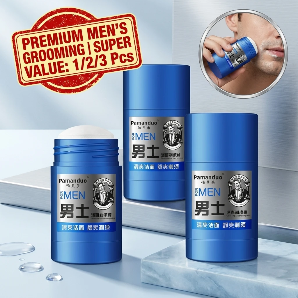 1/2/3PCS Mint Scent Men's Shaving Cream Stick Foam Rich Gentle 2-in-1 Shaving & Cleansing Cream Hydrating Shave Beard Cream