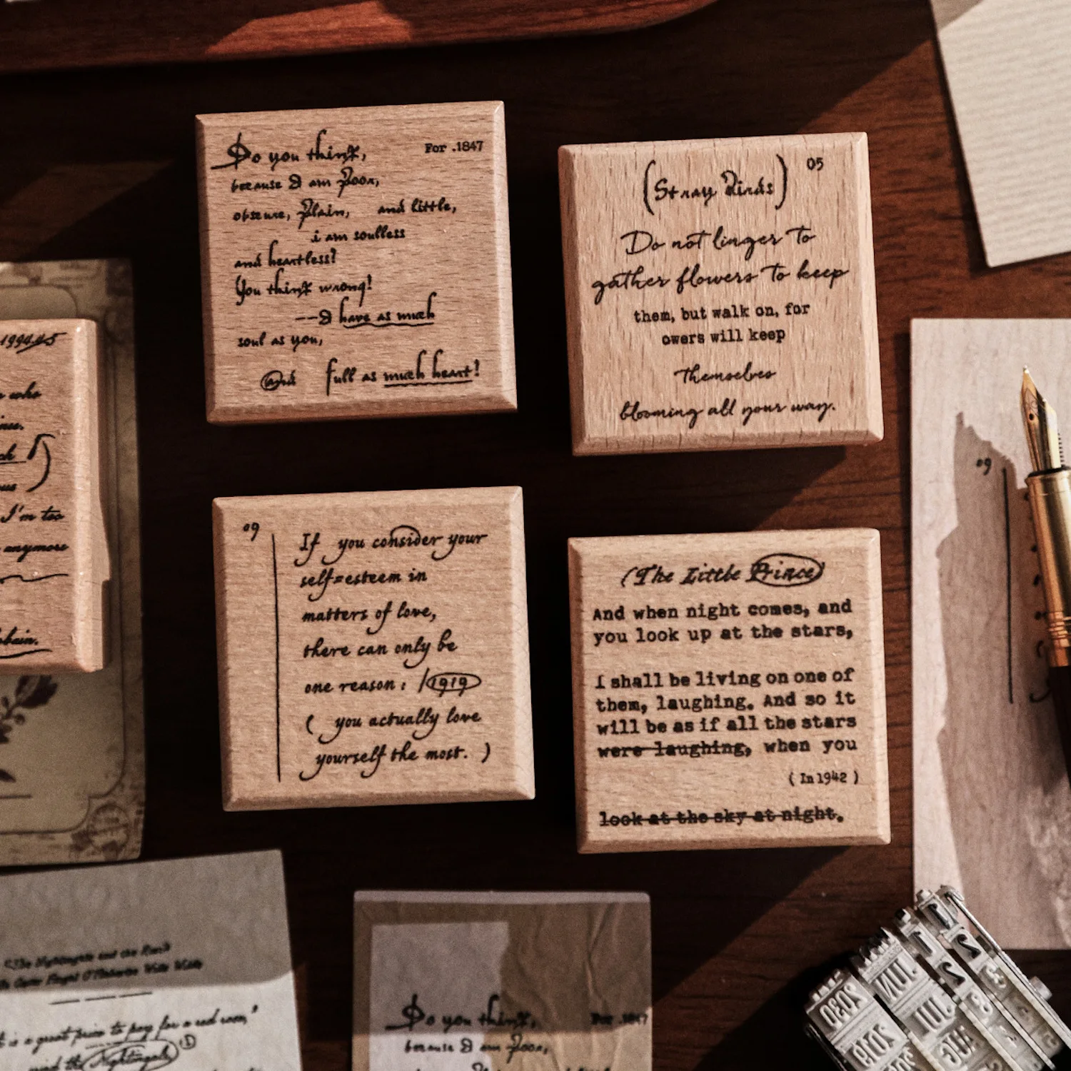 Literatur-Themen Handschrift-Stempel Vintage Scrapbooking Bastelbedarf Journaling Dekoration Schreibwaren Siegel