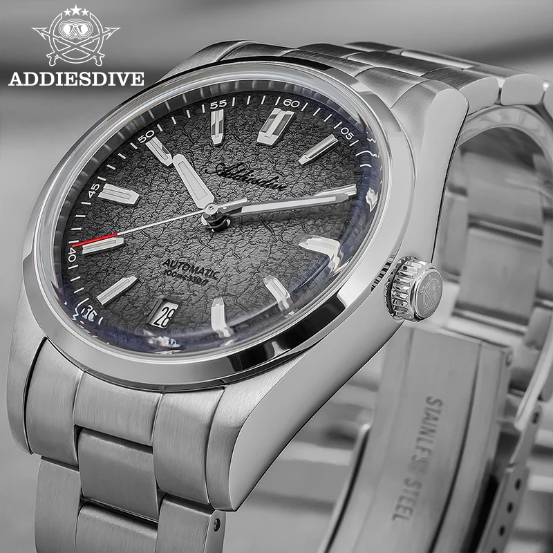 ADDIESDIVE Hot Sale Men's Automatic Watch 8215 Movement 100m Waterproof Luminous 316L Stainless Steel 39mm Mechanical Watches