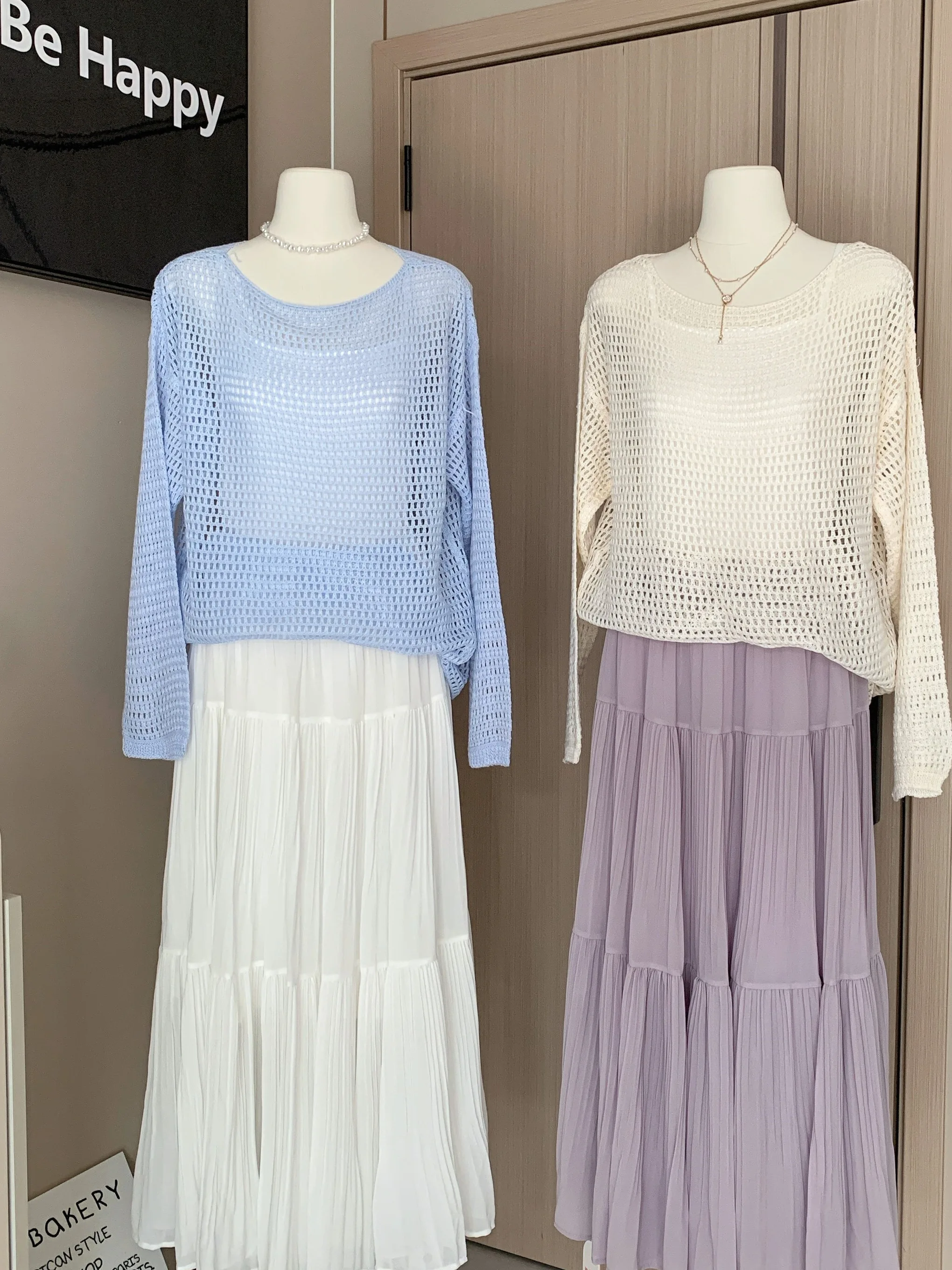 

Women's Knitted Hollow out Long Sve Top with Belt Slimming Cover up Summer Sun Protection Tee Piece Set Casual Faion