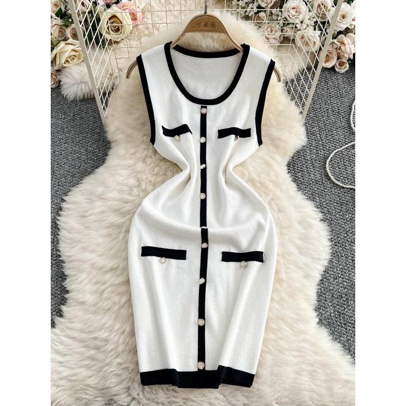 INS frauen schlank chic sommer taste gestrickt bodycon mini kurzes kleid lässig party U Neck mantel streetwear tank nachtclub kleid