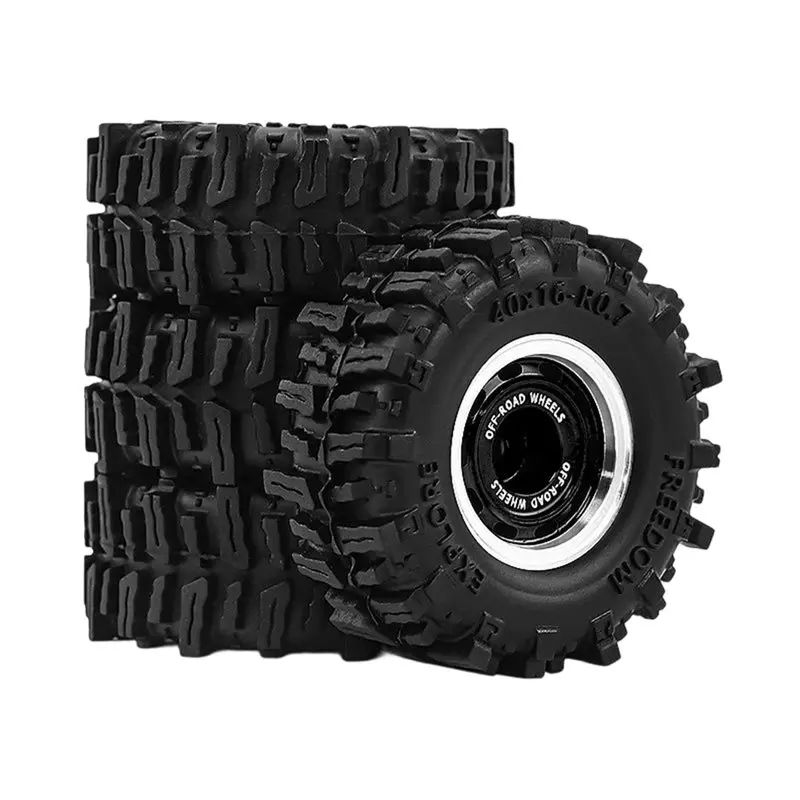 CYGJ-For 1/30 SCX30 Ascent-32 RC Car Upgrade Accessories- 0.7 Inch Metal Beadlock Wheel Tire Set Black