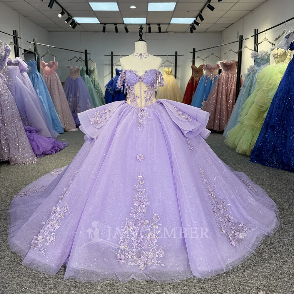 Customized Ball Gown Quinceanera Dresses 2025 With Sequined Ruffles Crystal Beading Appliques Party Gown Vestido De Quinceañera