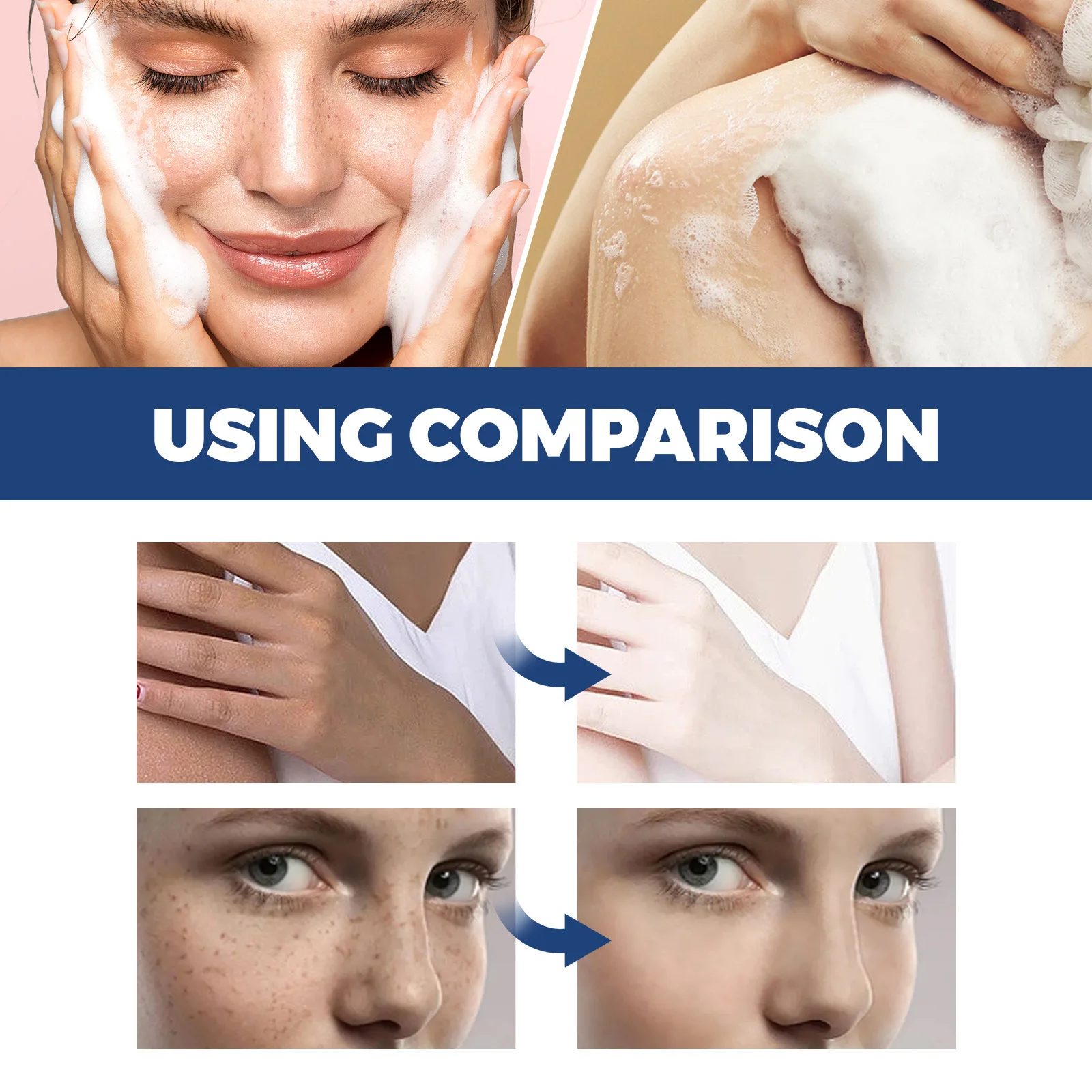 150g,300g, nettoyant blanchissant pour éliminer les taches de rousseur, contrôle de l'huile, hydratant, rajeunissant, nettoyant pour le visage