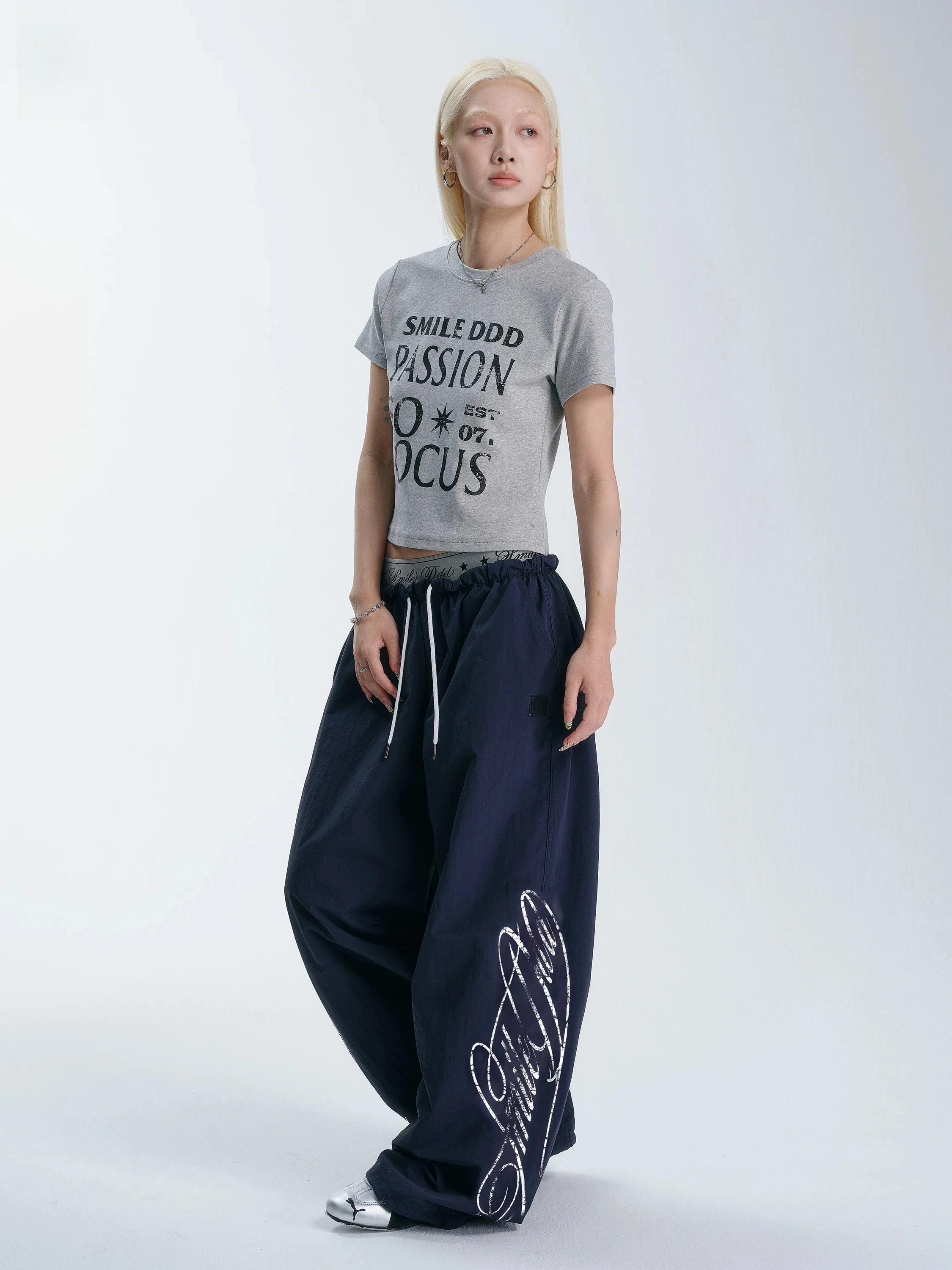 Smiledddd Double Waist Workwear Pants Lightweight Loose Adjustable Street Dance Long Trousers Fashionable Casual Ladies Trousers