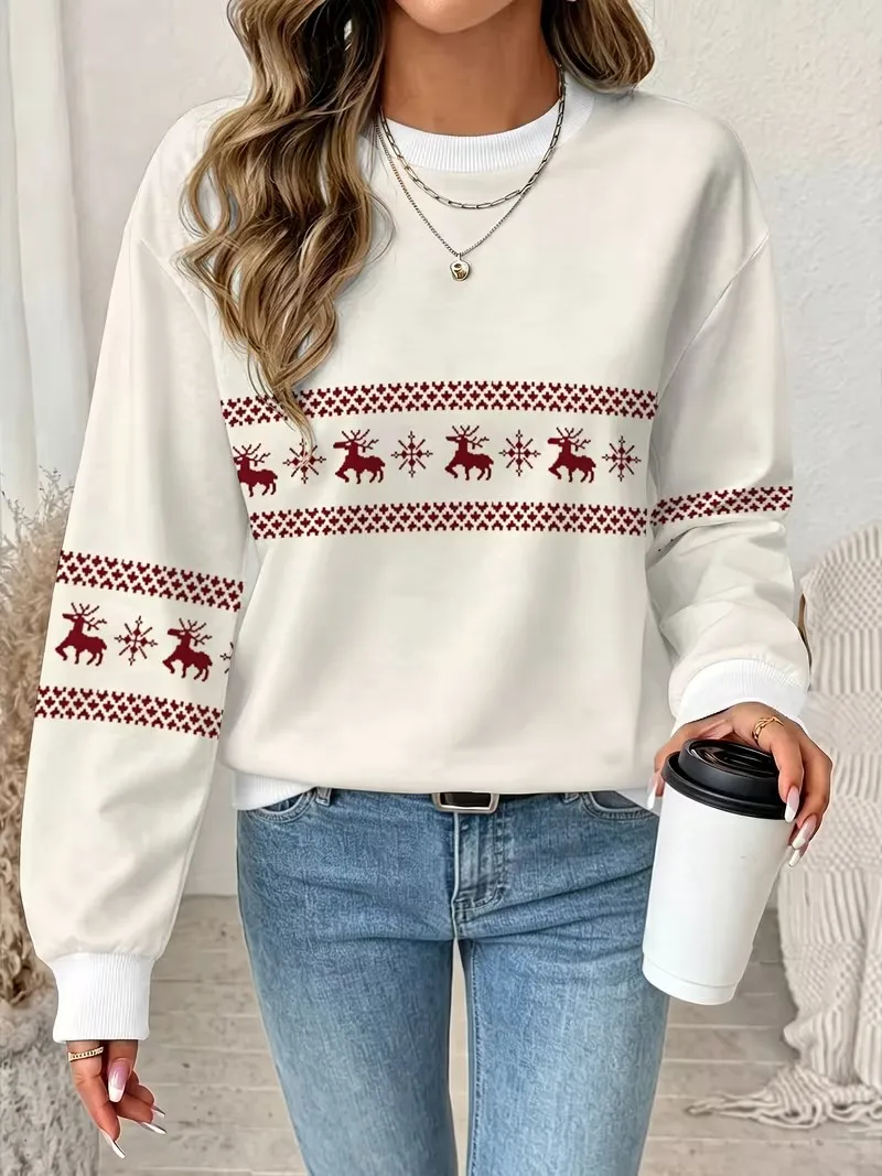 3D Christmas Fun Santa Claus Printed Hoodie New Christmas Style Party Hoodie Women's Long Sleeve Round Neck Autumn/Winter Hoodie