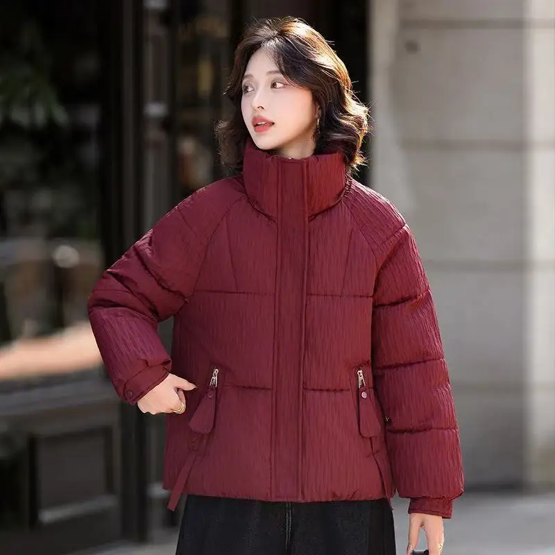 

Женская зимняя куртка на хлопковой подкладке, повседневное утепленное пуховое пальто с карманами, свободная молния на пуговицах, короткий простой теплый кардиган, пальто