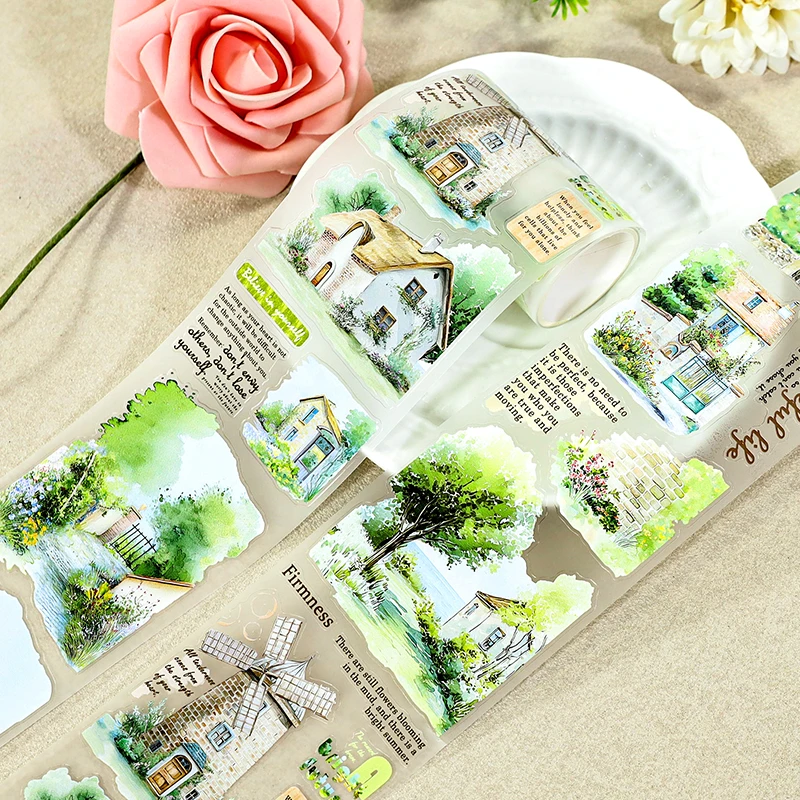 65mm*200cm Vintage Garden Tree Landscape PET Tape Creative DIY Journal Material Collage Scrapbooking Stationery