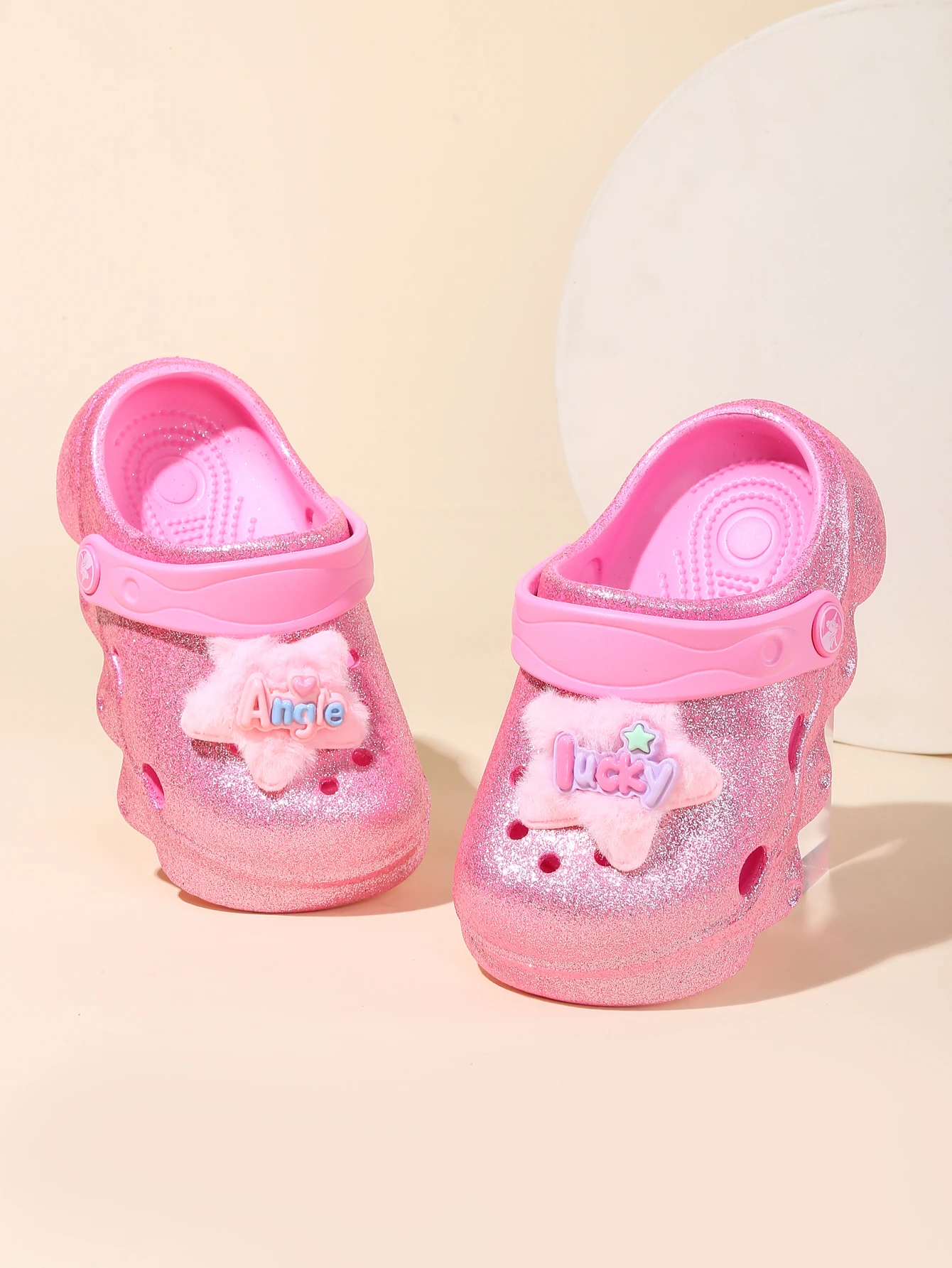 Kinder-Glitzer-Clogs, Leichte EVA-Gartenschuhe, Wasserdichte Rutschfeste Sandalen, Bequeme Slip-On Schuhe für Drinnen und Draußen 1214 – Detail 9
