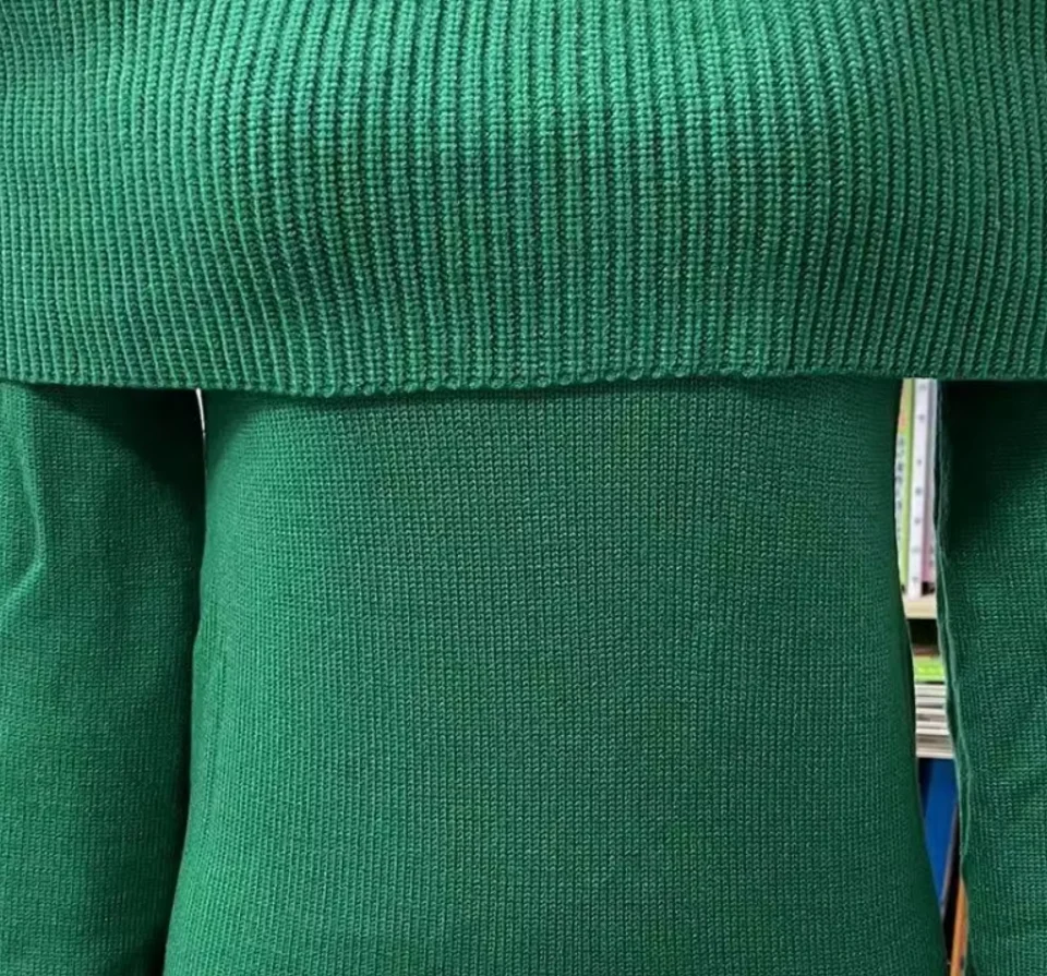 American European New Fashion Women's Slim Solid Color Simple Basic Casual Trendy Slash Neck Long Sleeve Knitted Sweaters Female
