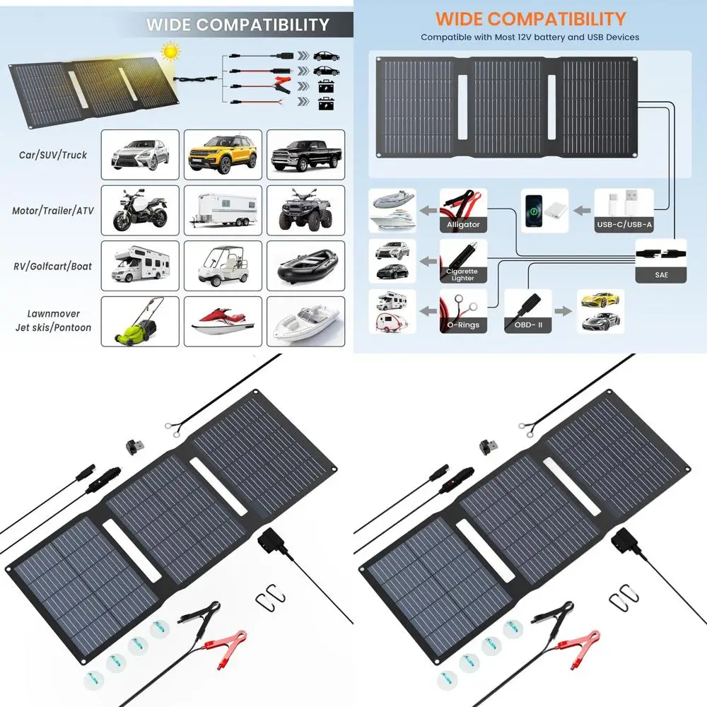 

12V DC & QC3.0 USB Trickle Charger Kits with Built-in Controller, Cigarette Lighter, Alligator Clips, O-Rings, OBDII Connector