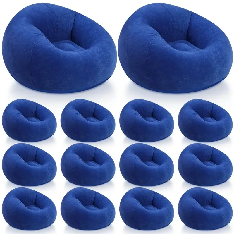 Bean Bag Chairs Outdoor Blow up Camping Chairs Inflatable Lazy Sofa Folding Portable Bean Bag Loungers CouchDark Blue,12 Pcs