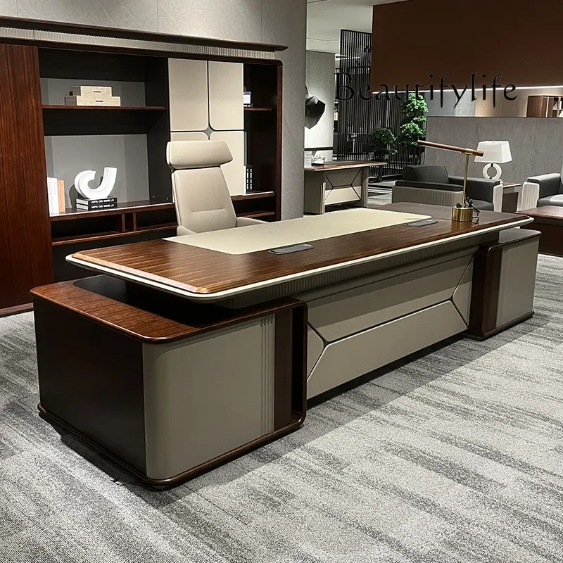 Chinese boss desk without side cabinet light luxury high-end president desk single office desk