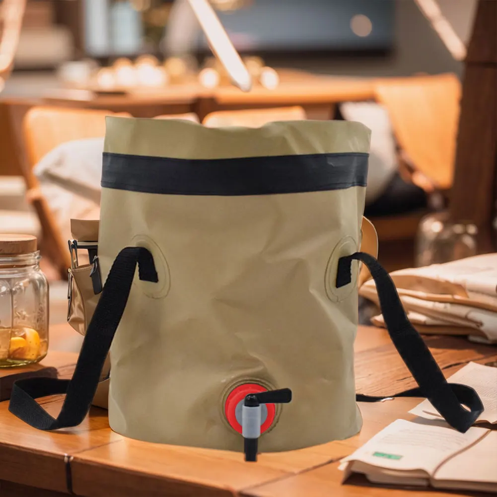 Bolsa de almacenamiento de agua de 10L, cubo plegable portátil con grifo, cubo multifuncional, contenedor de agua para acampar y hacer senderismo