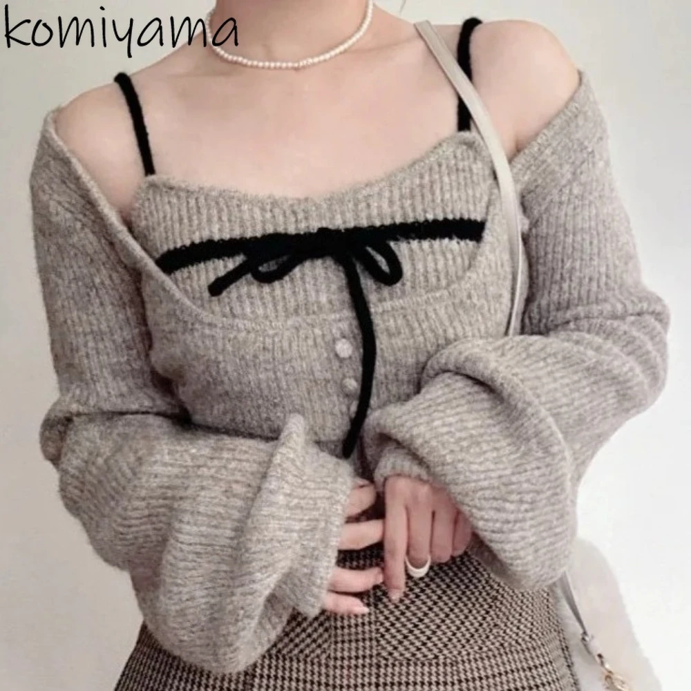 

Gentle Long Sleeve Pull Bow Knit Ropa Mujer Sweater Japan Pulls Femmes Sweet Elegant 2025 Autumn Winter Clothes Woman Sets