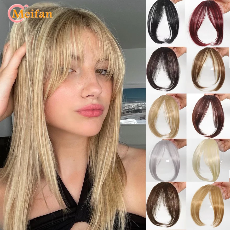 

Lightweight Air Bangs Middle Part Natural Front Forehead Invisible Hair Patch Round Face French Bangs Fake Bangs For Women